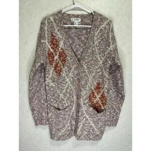 CARDUCCI Vintage Womens Pink Sweater Cardigan Mohair Blend Vneck Fringe SMALL